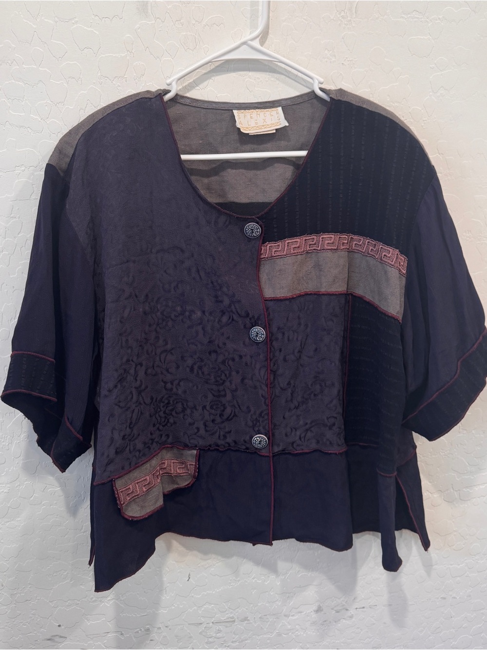 Vintage Spencer Alexis Patchwork Shirt Embroidered Art To Wear Lagenlook